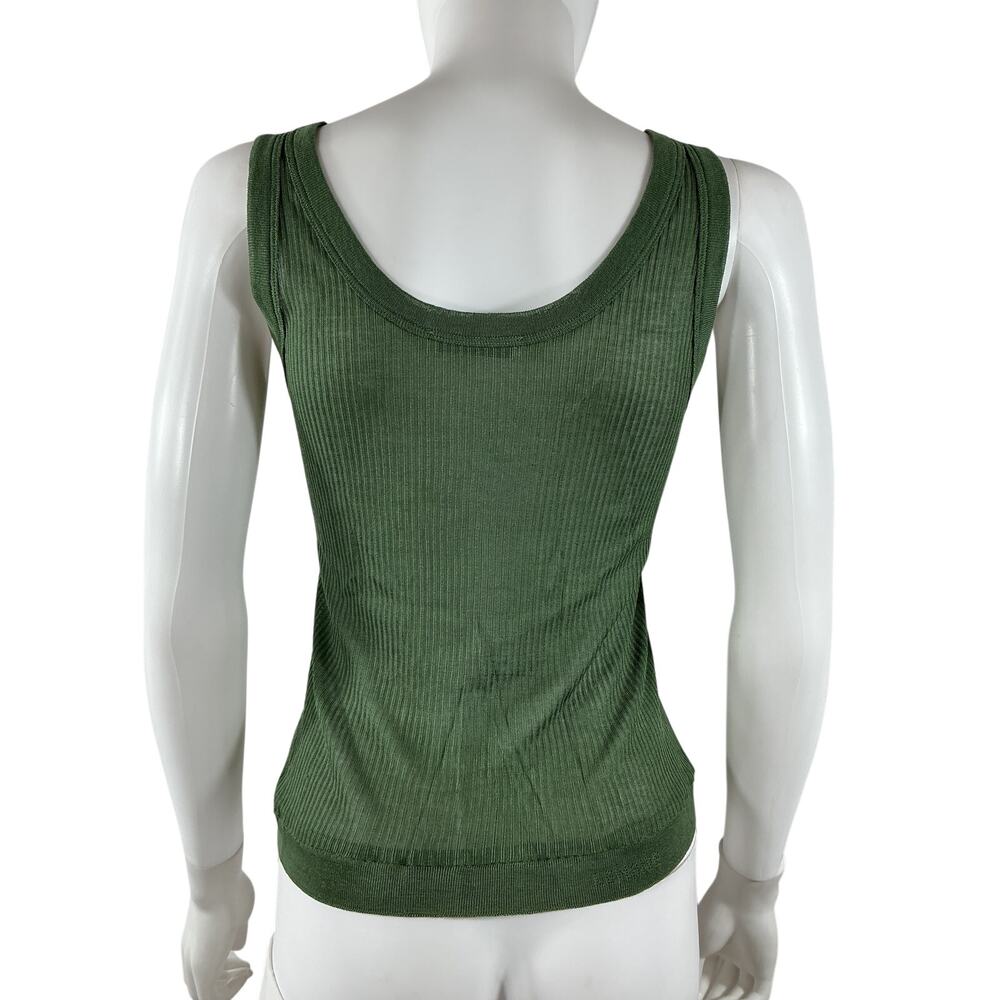 Lemaire Ribbed Green Scoop Neck Tank Top Size S - Picture 2 of 3
